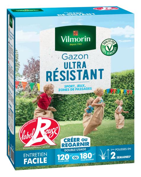 Ultra résistant - Gazon Ultra Résistant - Label Rouge - 3 kg + Semoir à main Gazon/Engrais - PACKAGING_RECTO